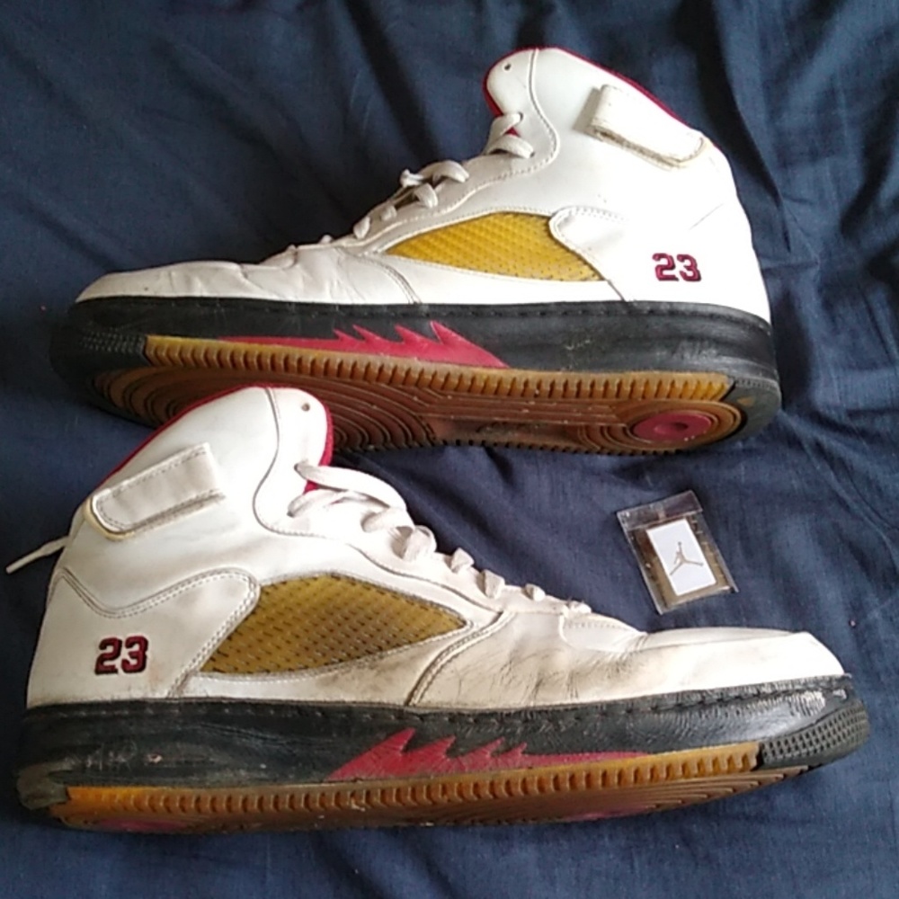 Air Jordan 5 Fusion, white/varsity red-black